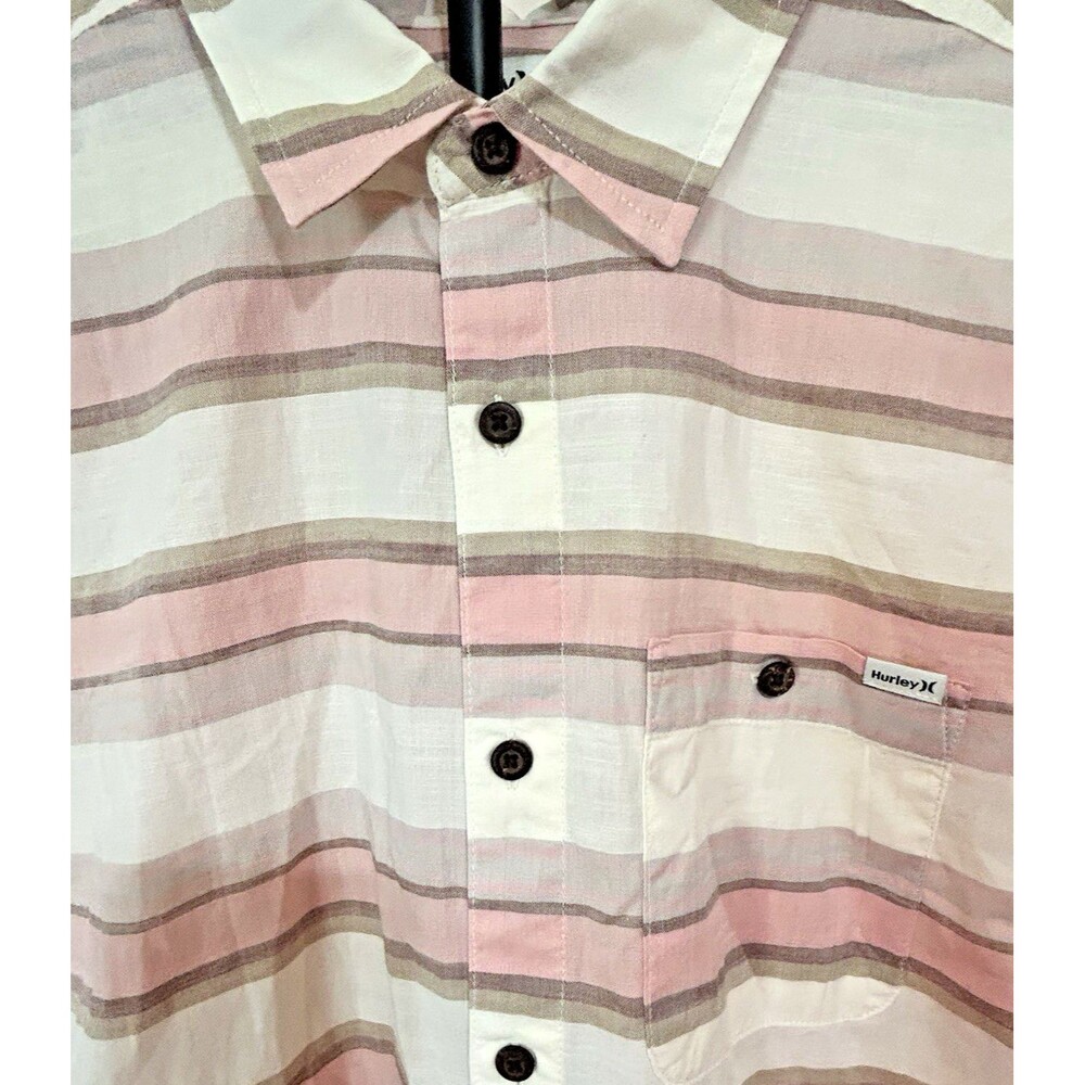 Hurley One & Only Lido Stripe Short Sleeve Button-Up Shirt Men’s M NWT Coastal - Picture 7 of 10